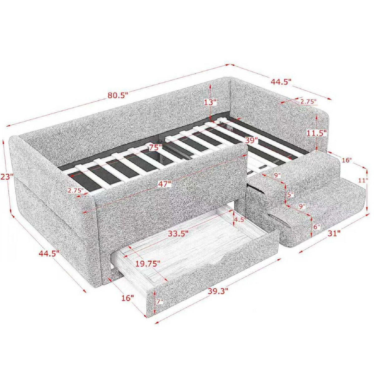Safe Kids Bed With Guardrails And Storage, photo 6 of 14