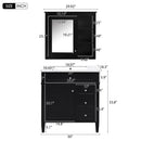 Bathroom Vanity With Top Sink, 2 Doors And 3 Drawers, Freestanding Set With Mirror Cabinet