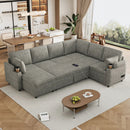 U-Shaped Sectional Sleeper Sofa With Ample Storage Space, 2 Cup Holders And Charging Ports For Living Room by Unique Piece Furniture