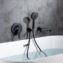 3 Hole Wall Mount Widespread Bathroom Waterfall Bathtub Faucet Mixer Taps with Hand Shower