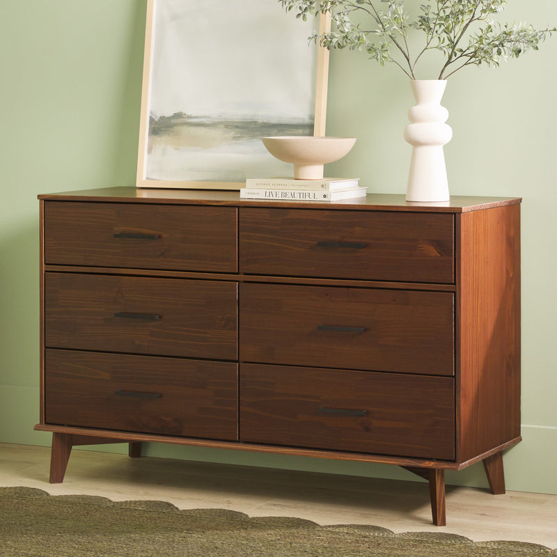 Sloane 6-Drawer Modern Solid Wood Dresser with Metal Handles