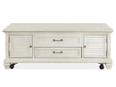 Newport - Lift Top Storage Cocktail Table (With Casters) - Alabaster
