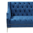 78" Modern Sofa Dutch Plush Upholstered Sofa with Metal Legs, Button Tufted Back Blue