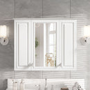 Wall Mounted Mirror Cabinet With 5 Adjustable Shelves, Rectangular Storage For Bathroom - White