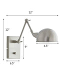 Adesso 12"H Swing Arm LED Wall Lamp Brushed Steel Metal Finish by LampsUSA