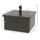 3-in-1 Outdoor Umbrella Base, Coffee End Table, Flower Box Planter with Drain Hole, 175 lbs. Capacity Fillable Patio Umbrella Stand Table with Wheels and Handles, Brown