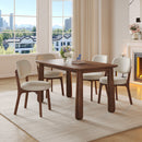 63" Solid Wood Dining Table Set with 4 Upholstered Chairs