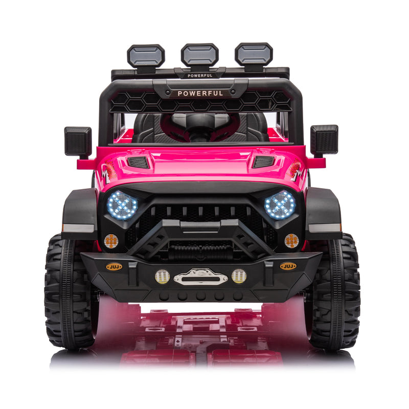 24V Ride On Large PickUp Truck car for Kids,ride On 4WD Toys with Remote Control,Parents Can Assist in Driving,Bluetooth music version,Pickup truck design with spacious storage in the rear.