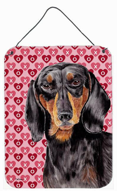 Dachshund Black and Tan Hearts Love Valentine's Day Wall or Door Hanging Prints