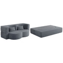 Modern Floor Sofa With Two Pillows Convertible Teddy Fabric Foam Filled Bed