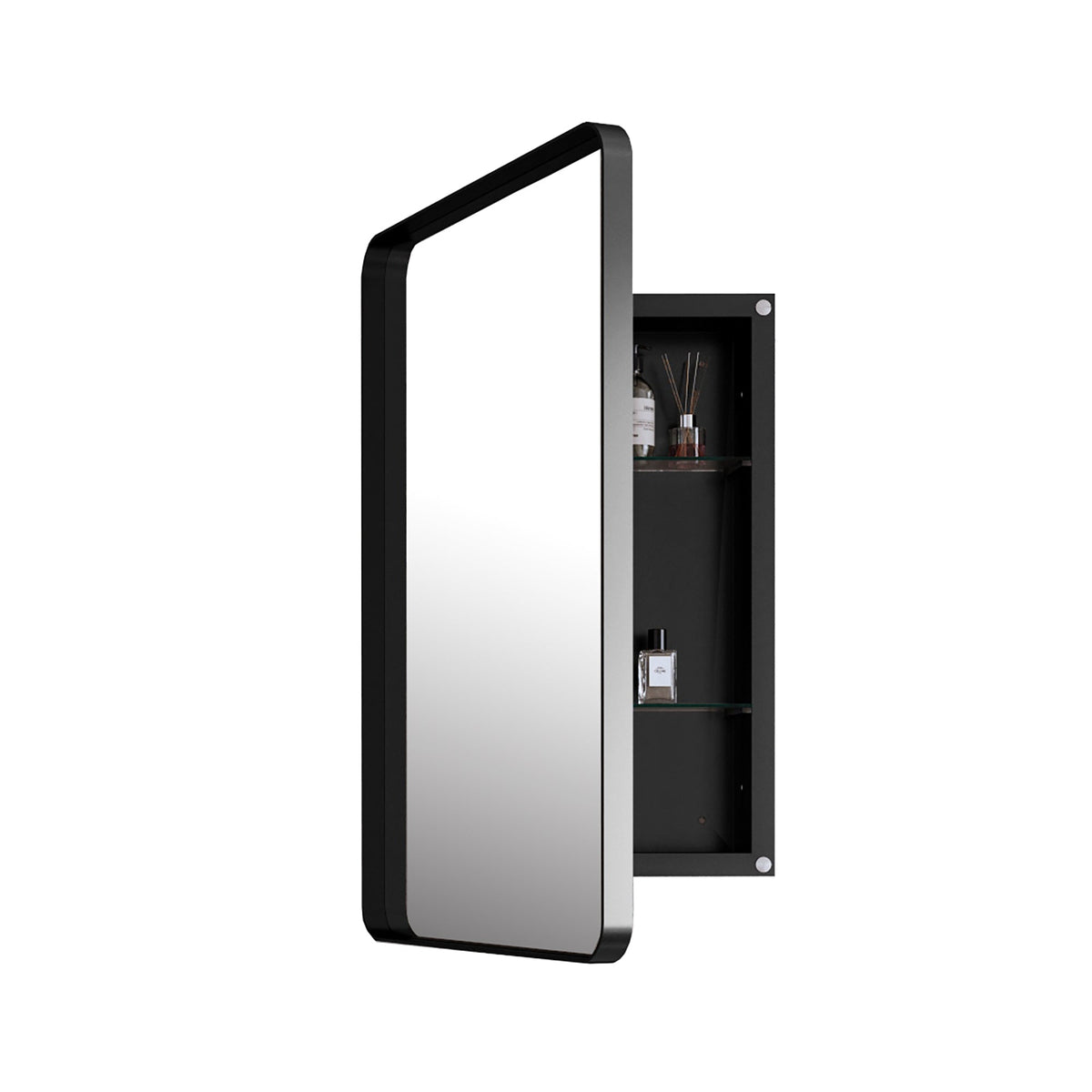 20x30 Inch Recessed Black Metal Framed Medicine Cabinet, photo 4 of 10