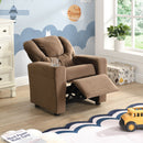 Kids Recliner Chair, Kids Upholstered Couch With Two Cup Holder, Footrest, Backrest, Toddlers Recliner With Headrest And Footrest - Black by HouseOfZazla