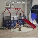 Jack - House Loft Bed With Slide And Curtain Set by HouseOfZazla