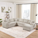 Oversized Sectional U-Shaped Sofa With Chaise Lounge And Three Soft Throw Pillows by Unique Piece Furniture