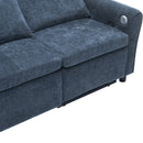 2-in-1 Sofa 82' Three-seater Sofa with Sofa Bed and Reversible Recliner, Blue Chenille