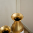 Mother's Day Gift Set Gilded White 3D Relief Flower Metal Vase Set - White / Gold by HouseOfZazla