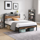 Metal Platform Bed Frame With Wooden Headboard And Footboard With USB Liner, No Box Spring Needed, Under Bed Storage by HouseOfZazla