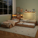 L-Shaped Bed Frame With Trundle, Built In Desk & LED Lighting by HouseOfZazla