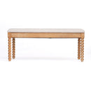 Farmhouse Wooden Storage Bench with Soft Cushion – Turned Spindle Legs
