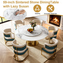 59" Round Sintered Stone Dining Table Set