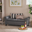 Hayes Contemporary Armed Storage Bench with Rolled Arms and Button Tufting by HouseOfZazla