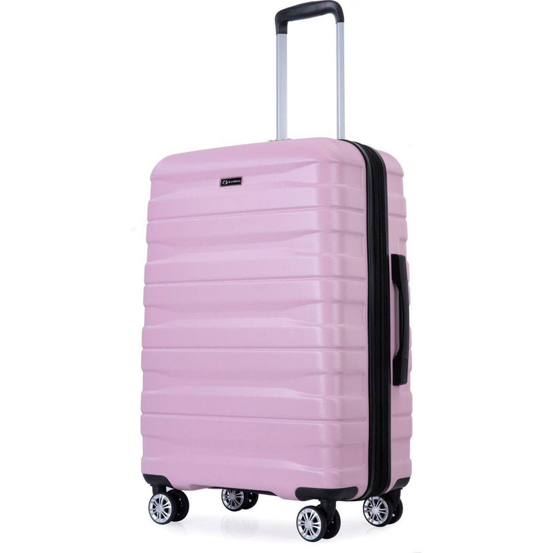 3 Piece Luggage Sets PC Lightweight & Durable Expandable Suitcase with Two Hooks, Double Spinner Wheels, TSA Lock, (21/25/29) Pink