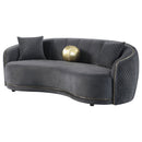 Luxe Upholstered Curved Sofa With Trim And Diamond Quilting - Dark Gray by HouseOfZazla