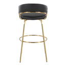 Jie - Fixed Height Contemporary Barstool With Swivel With Round Footrest (Set of 2) by HouseOfZazla