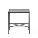 Outdoor Square Side Table with X Shaped Iron Frame - Black