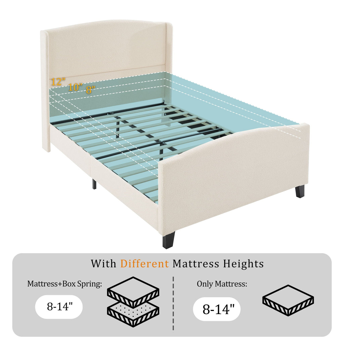 Platform Bed Frame With Tall Headboard And High Footboard, photo 22 of 40