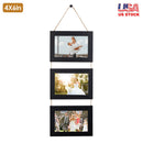 4x6IN Wall Hanging Picture Collage Frame 3-Opening Wall Decor Without Mat Rustic Style Wood Photo Frame Display