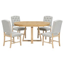 Dining Set With Leaf Round Table And 4 Upholstered Chairs