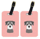 Checkerboard Pink Schnauzer Luggage Tag
