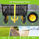 Steel Garden Cart, Heavy Duty 1400 Lbs Capacity, With Removable Mesh Sides To Convert Into Flatbed, Utility Metal Wagon With 2-In-1 Handle And 16 In Tires, Perfect For Garden, Farm, Yard - Black by HouseOfZazla