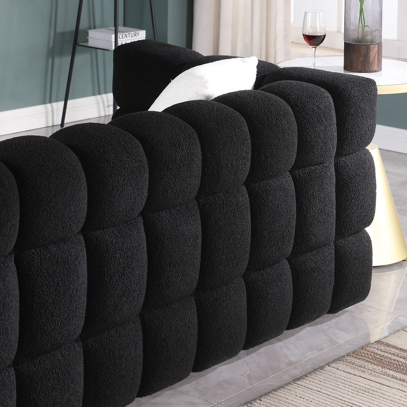 84.3 length, 35.83" deepth, human body structure for USA people, marshmallow sofa,boucle sofa, White color,3 seater