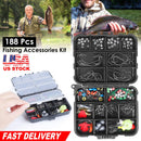 188Pcs Fishing Accessory Kit Portable Fishing Set Including Jig Hooks Sinker Weights Spoon Lure Removable Split Shot w/ Tackle Box by GBruno Store