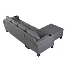 Modern Sectional Sofa Set With L Shape Chaise Lounge, Cup Holder, 4 Seat - Gray by HouseOfZazla