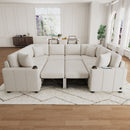 Modern U-Shaped Sectional Sofa Convertible Pull-Out Sofa Bed With USB Ports And Cup Holders by Unique Piece Furniture