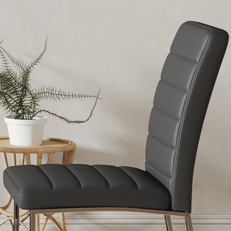 A set of 4 dining chairs, black dining chair set, PU material high backrest seats and sturdy leg chairs, suitable for restaurants, kitchens, and living rooms