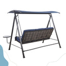 Steel 3 Seater Swing Porch Swing With Canopy - Blue by HouseOfZazla
