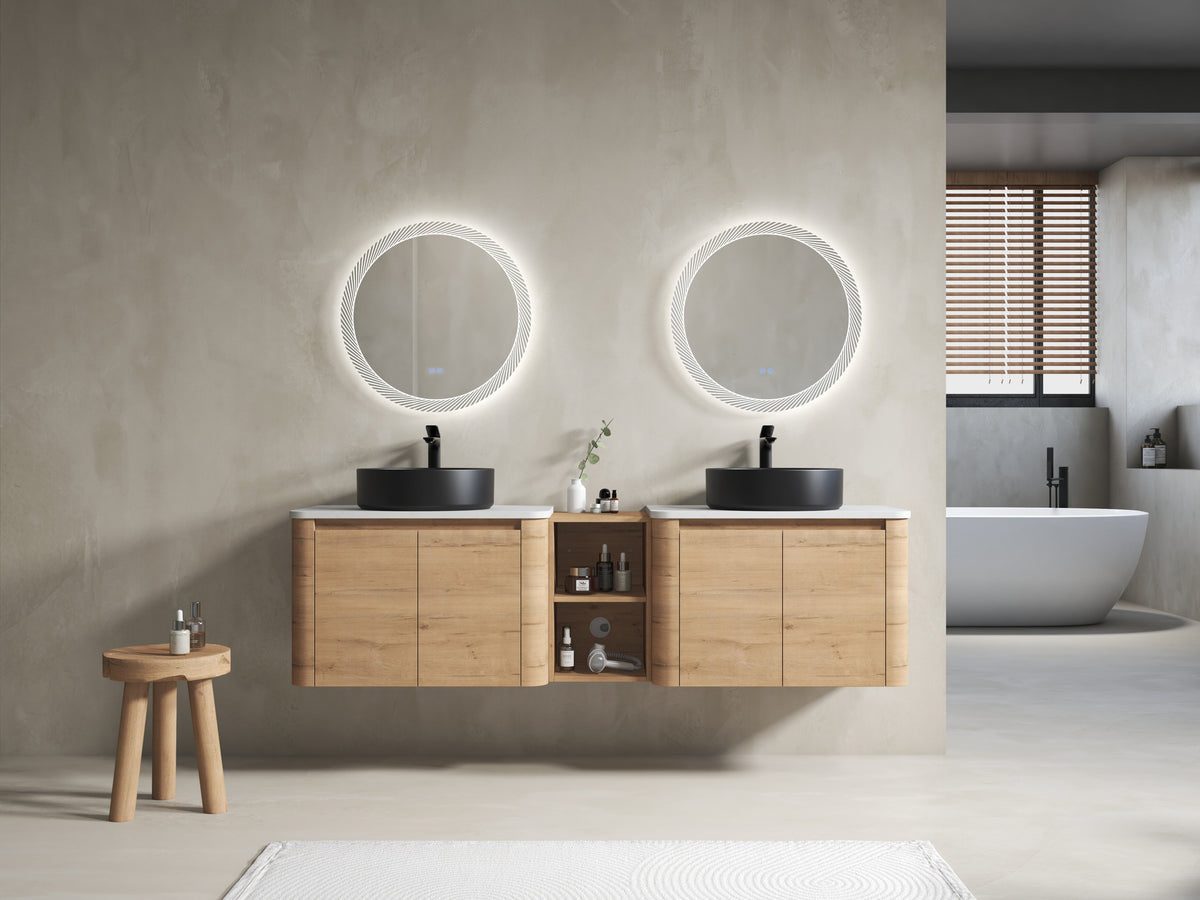 72" Wall-Mounted Bathroom Vanity With Ceramic Art Sink, photo 2 of 10