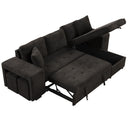 Modern L-Shape 3 Seat Reversible Sectional Couch, Pull Out Sleeper Sofa With Storage Chaise And 2 Stools For Living Room Furniture Set by HouseOfZazla
