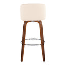 Toriano - Mid Century Modern Fixed Height, Barstool With Swivel With Round Footrest (Set of 2)