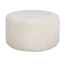 Upholstered Round Ottoman,Beige,Corduroy