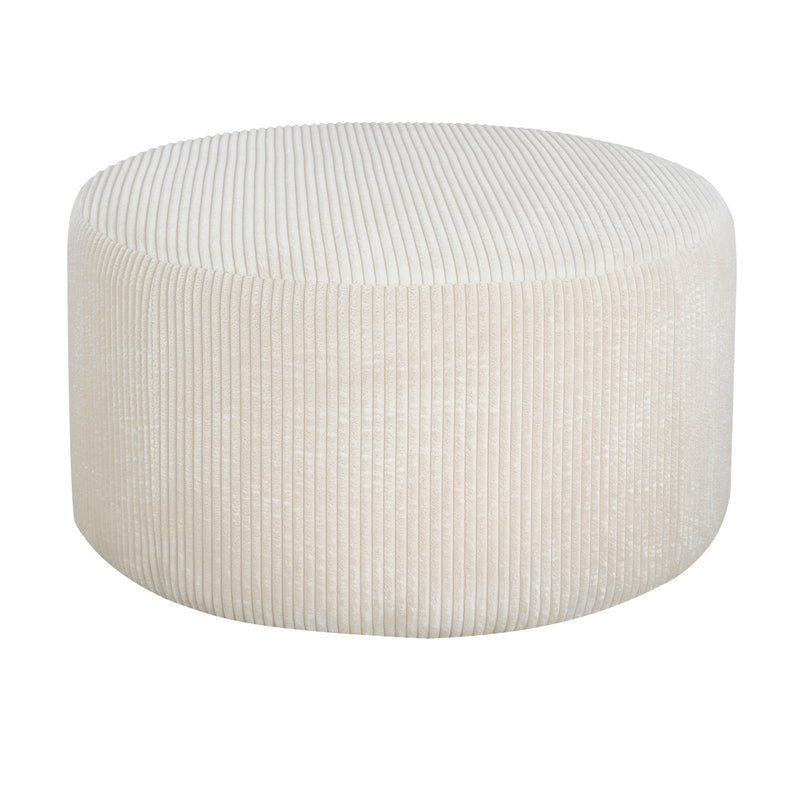Upholstered Round Ottoman,Beige,Corduroy