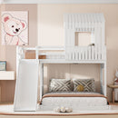 Loft Bunk Bed With Playhouse, Farmhouse, Ladder, Slide And Guardrails by Unique Piece Furniture
