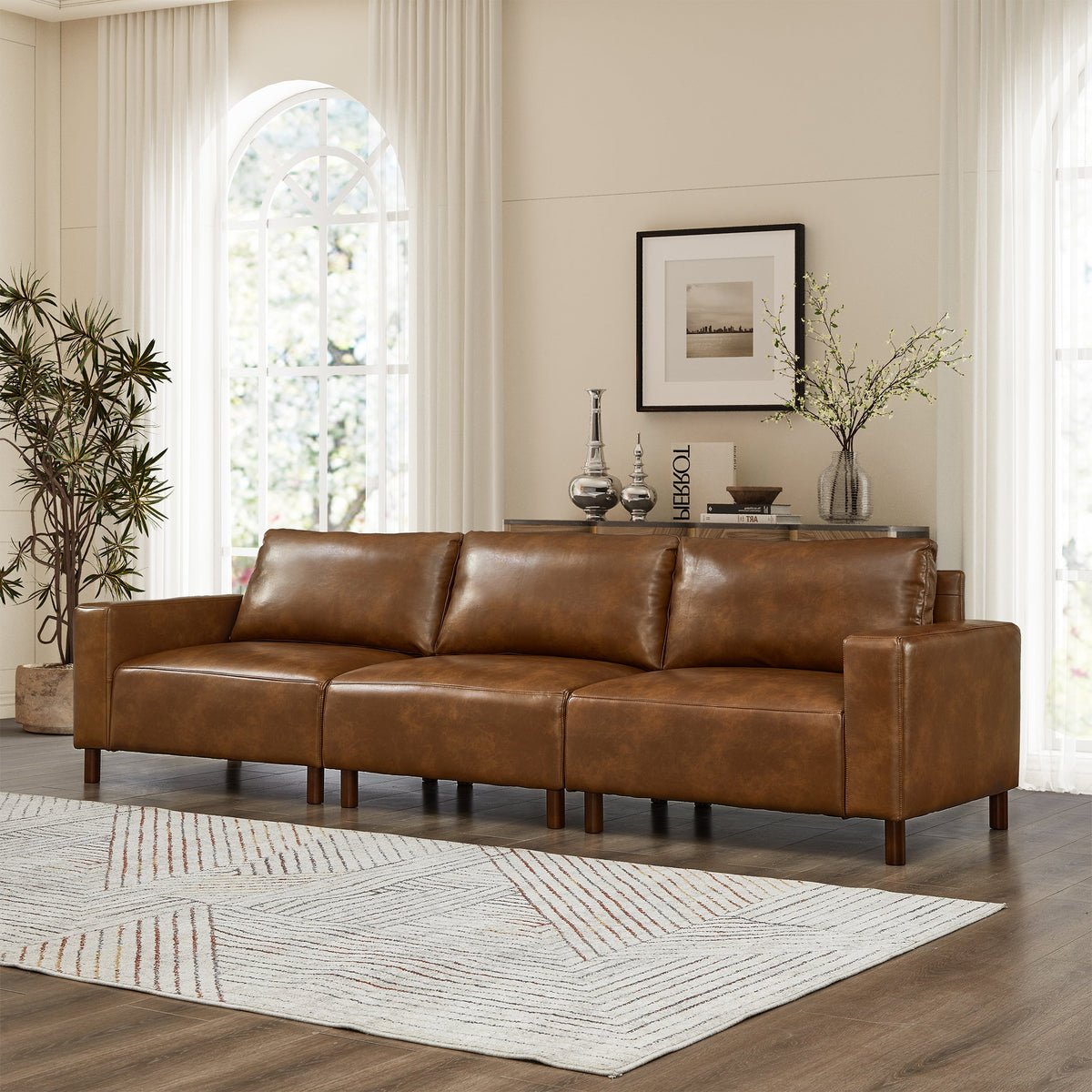 112" Luxury PU Leather Sofa for Living Room, photo 2 of 10