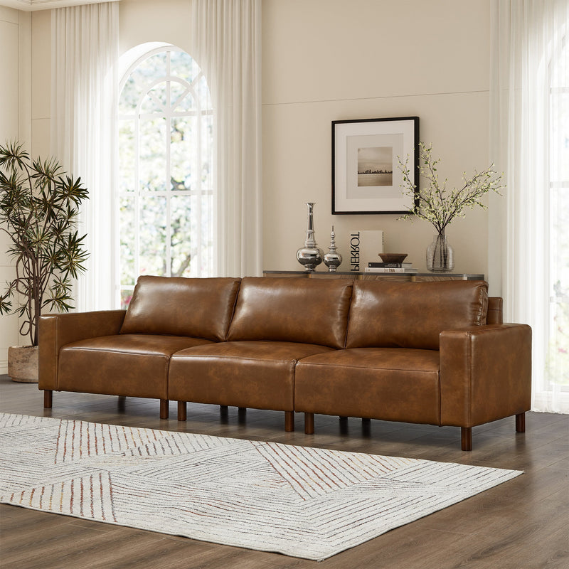 112" Luxury PU Leather Sofa for Living Room, photo 2 of 10