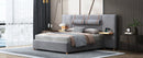 Upholstered Platform Bed, 2 Outlets And USB Charging Ports On Both Sides, 2 Bedside Pillows, Storage Shelves by HouseOfZazla