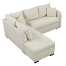 L-Shaped Sectional Pull Out Sofa Bed Sleeper Sofa With Two USB Ports, Two Power Sockets And A Movable Storage Ottoman